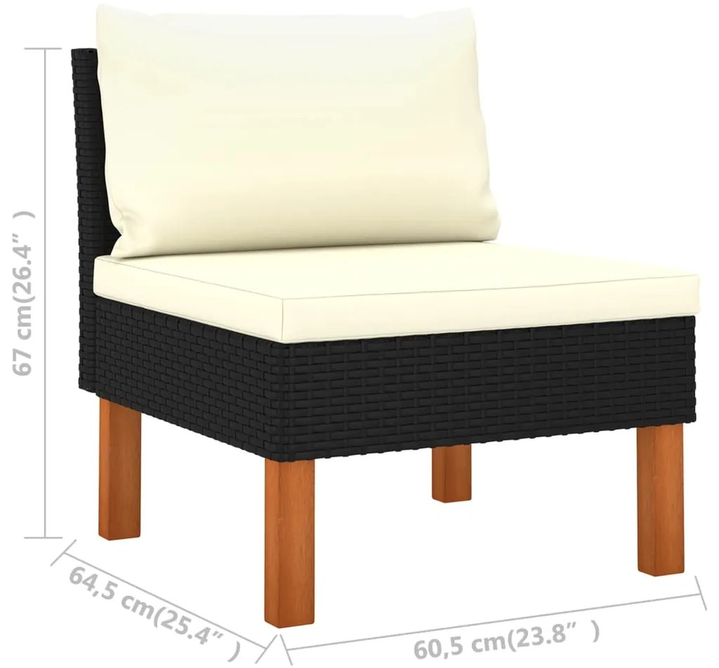 Set Divani da Giardino 10 pz con Cuscini in Polyrattan Nero