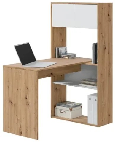 Scrivania Libreria Moderna Doppia Configurazione Reversibile Bianco E Rovere