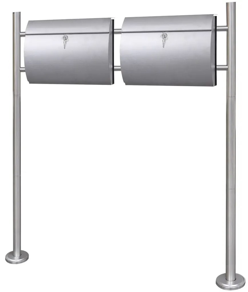 Casetta Della Posta Doppia Con Supporto İn Acciaio Inox /