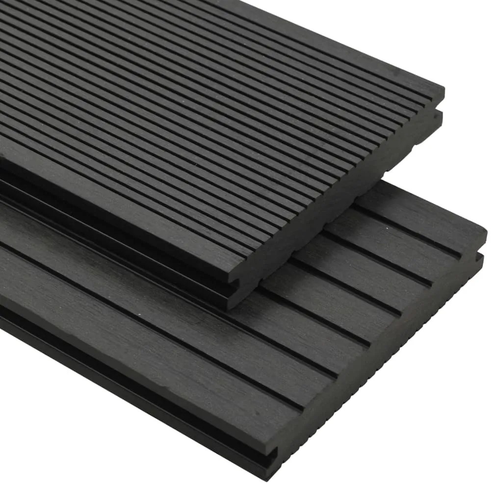 Pavimento Per Esterni İn Wpc Pieno Accessori 16 M² 2,2 M Nero /
