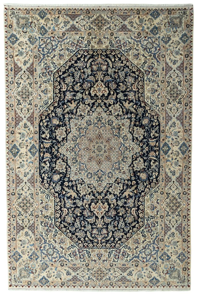 Nain Tappeto persiano 200x300 Blu (Iran) Annodato A Mano