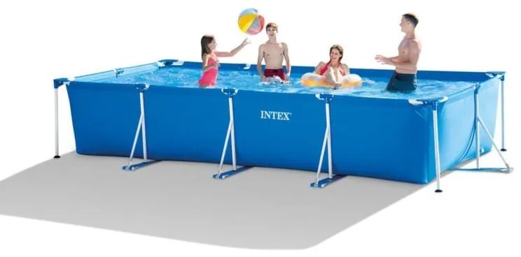GRE - Intex 28273NP - Piscina Fuori Terra Rectangular Frame Rettangolare, 7127 l, Acciaio e pvc, Blu, 450x220x84 cm