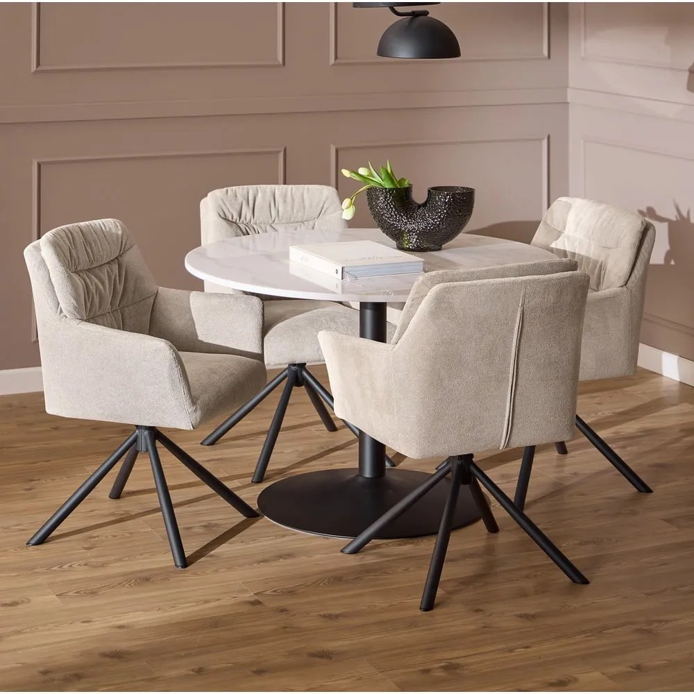 Sedia da pranzo beige in imbottito con braccioli Alonso – Actona