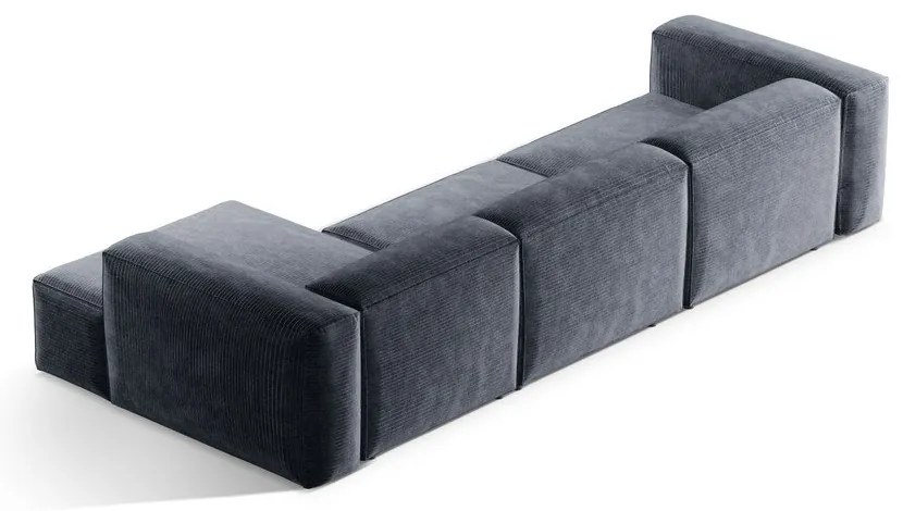 Divano angolare blu polveroso (con penisola a destra/con chaise lounge) con rivestimento in velluto a coste Bergamo – Cosmopolitan Design