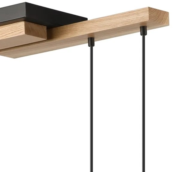 Lampadario a sospensione con filo CORTINA 2xE27/15W/230V + 2xG9/5W/230V nero/quercia