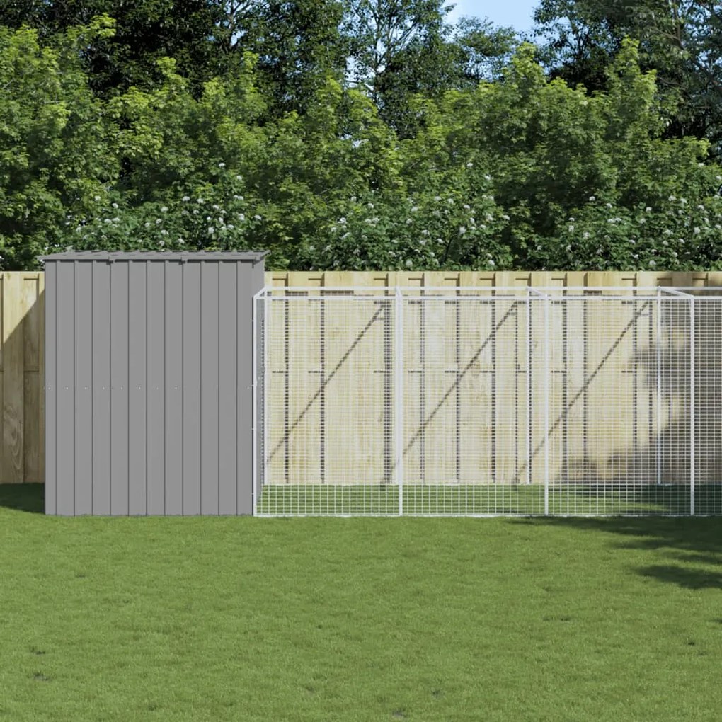 Casetta cani corsa grigio chiaro 214x1069x181cm acciaio zincato