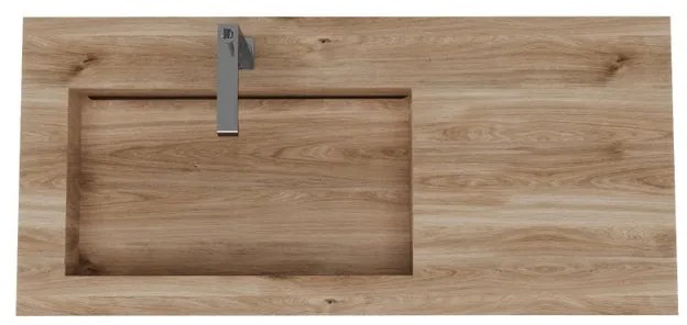Lavabo a incasso rettangolare vasca a sinistra IDEEA L 100 x H 12 cm in legno beige opaco