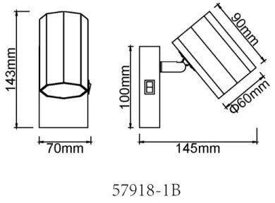Globo 57918-1B - Faretto da parete JAMES 1xGU10/25W/230V nero
