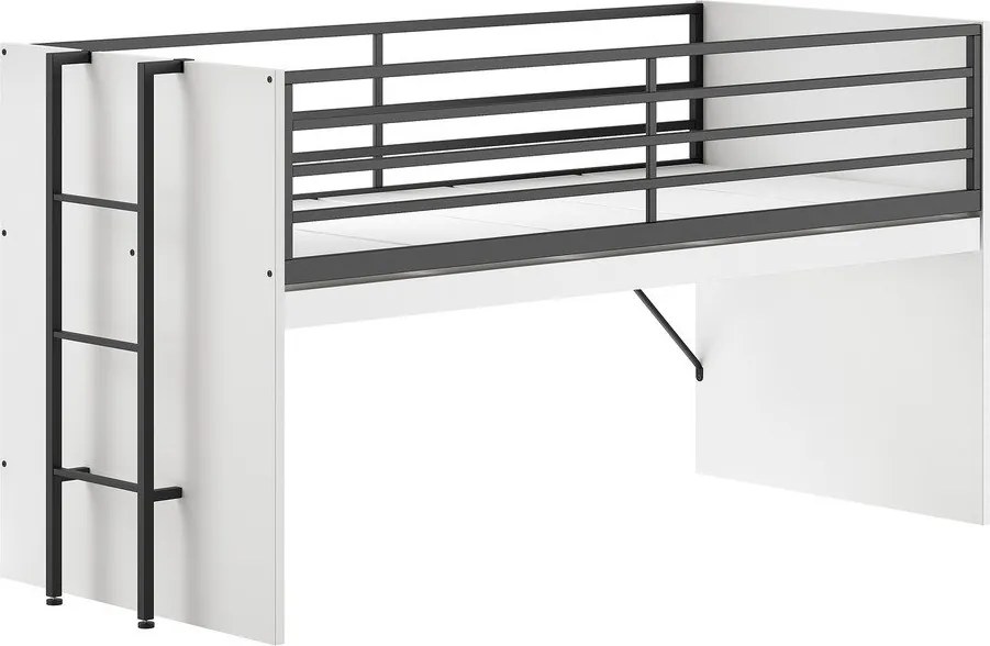 Letto da bambini rialzato bianco con rete inclusa 90x200 cm Sam – Vipack