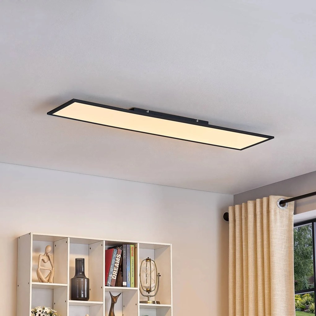 Pannello LED Lindby Lamin, nero, 120 cm, alluminio, CCT, telecomando