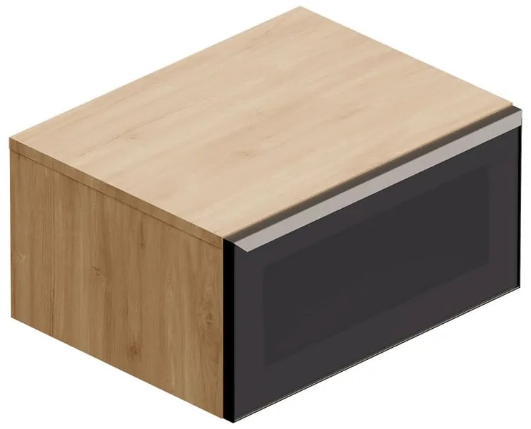 Mobile da bagno sotto lavabo Star rovere - nero/vetro dark grey L 60.3 x H 30 x P 46 cm 1 cassetto, lavabo non incluso