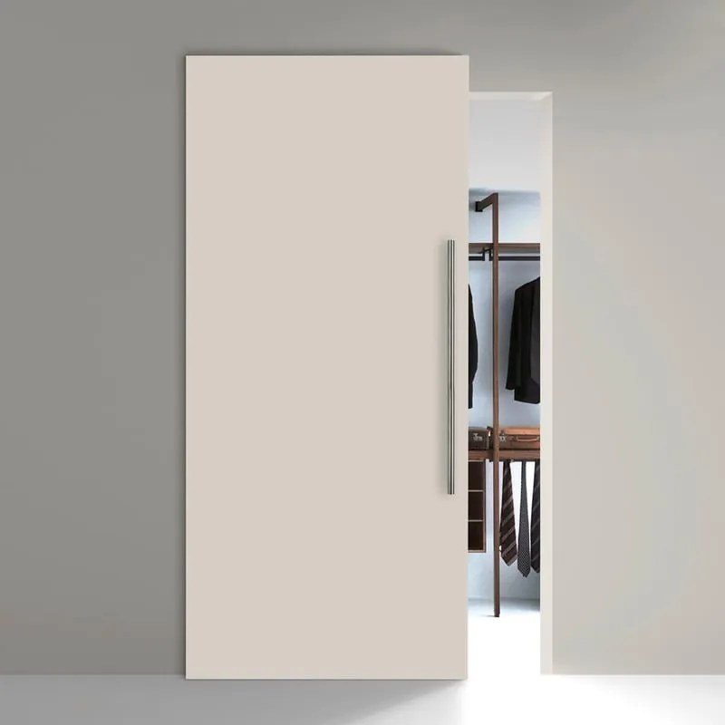 Porta scorrevole Stoccolma con maniglione in legno argento, L 99 x H 221 cm, con binario invisibile reversibile
