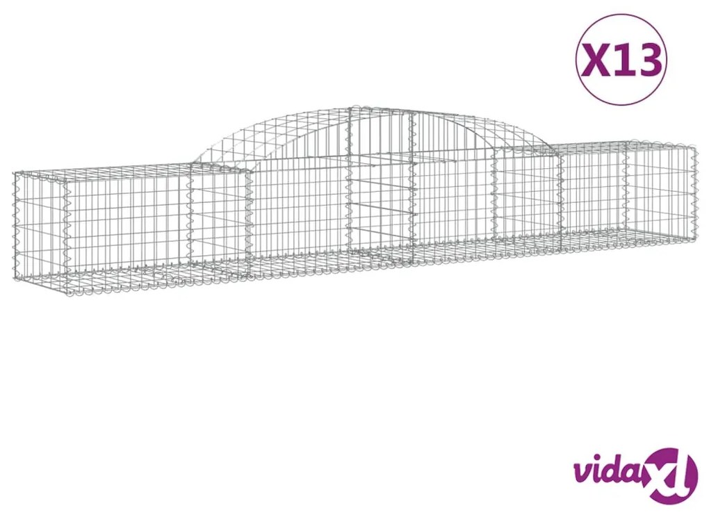 vidaXL Cesti Gabbioni ad Arco 13 pz 300x50x40/60 cm Ferro Zincato