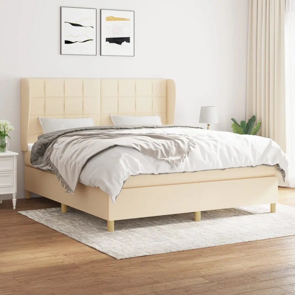 Giroletto A Molle Con Materasso Crema 160x200 Cm İn Tessuto /