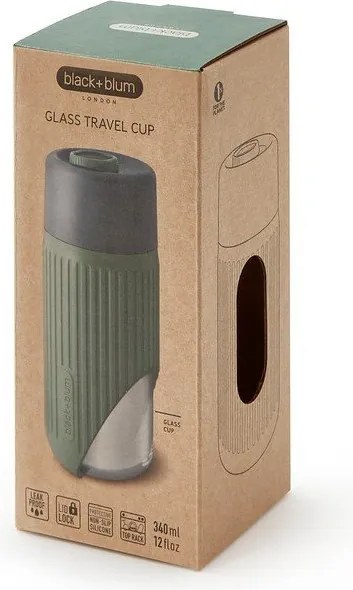 Tazza da viaggio verde in vetro 340 ml – Black + Blum