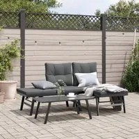 Panche Giardino con Cuscini 2pz Nere Acciaio Verniciato Polvere 4008104