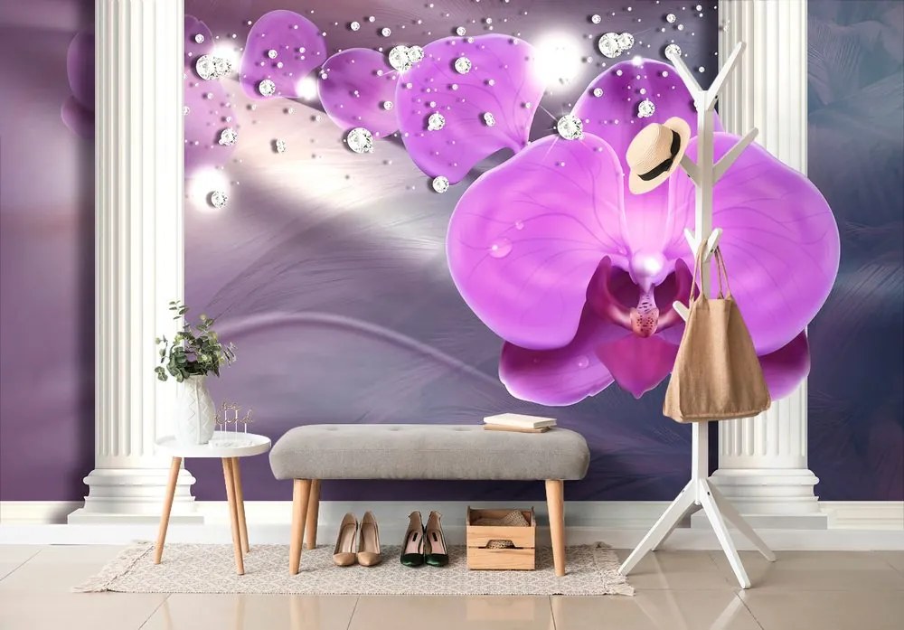 Carta da parati – Orchidea presso colonne greche