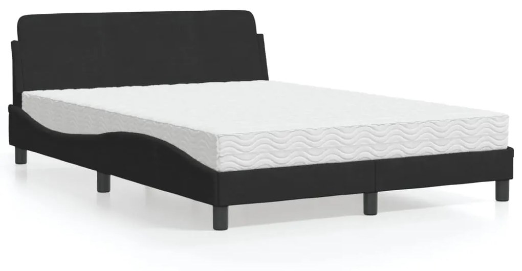 Letto Con Materasso Nero 140x200 Cm İn Velluto /