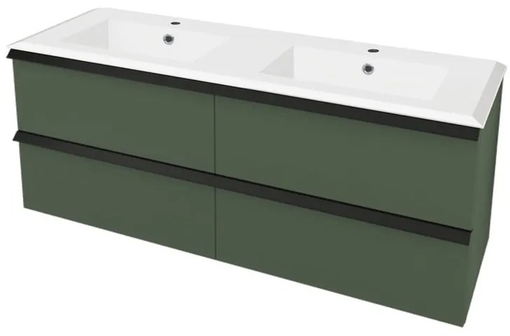 Mobile bagno con lavabo L 140 x H 57 x P 46 cm verde opaco per doppia vasca Rodi