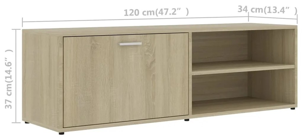 Mobile Porta TV Rovere Sonoma 120x34x37 cm in Legno Multistrato