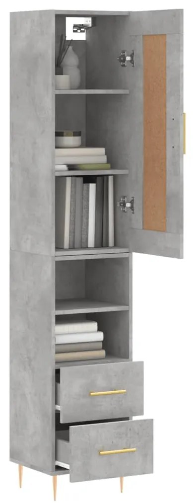 Credenza grigio cemento 34,5x34x180 cm in legno multistrato