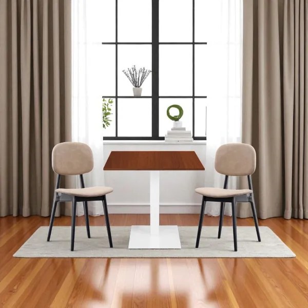 Tavolo bar ristorante 80x80 cm base bianca piano laminato Noce H 75