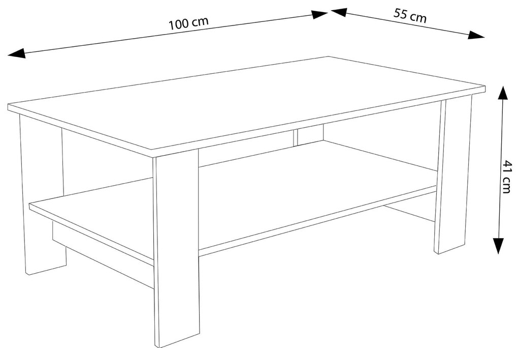BERRY - tavolino da salotto moderno cm 100 x 55 x 41 h