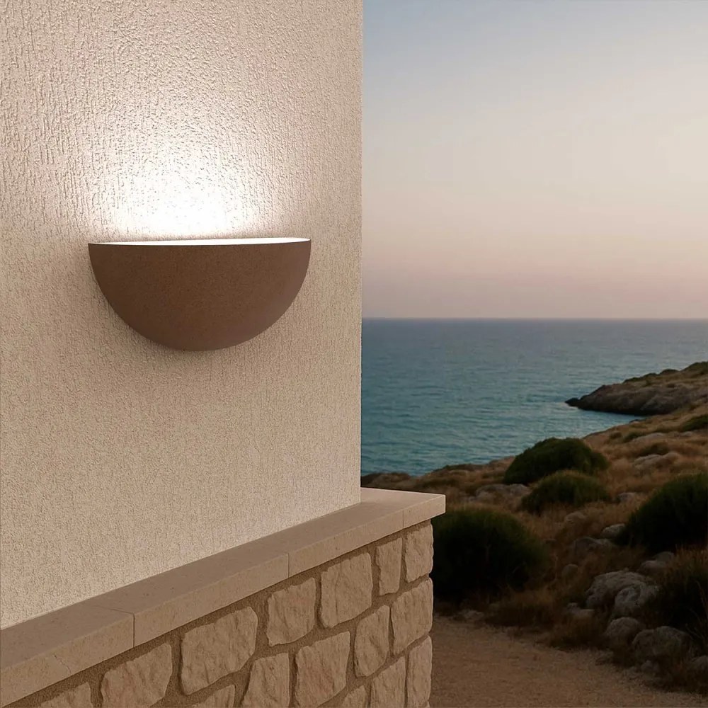 Applique Curva Monodirezionale con base E27, IP54 Corten - Serie BRINA Base E27