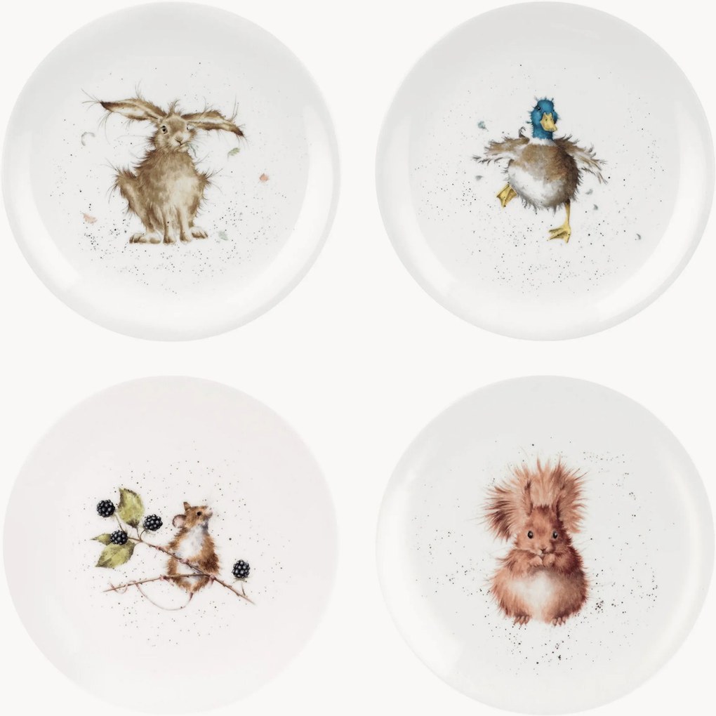 Set di 4 piatti da torta in Fine Bone China Worcester