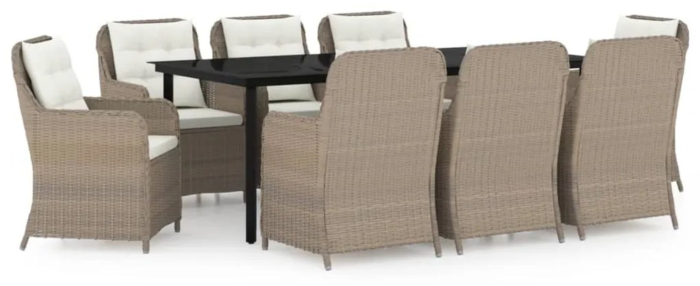 Set mobili da pranzo per giardino 9 pz marrone