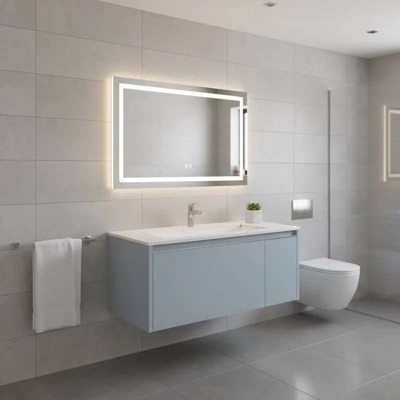 Mobile da bagno sospeso sotto lavabo L 100 x H 40 x P 45.5 cm blu opaco, 1 cassetto, 1 anta Cielo