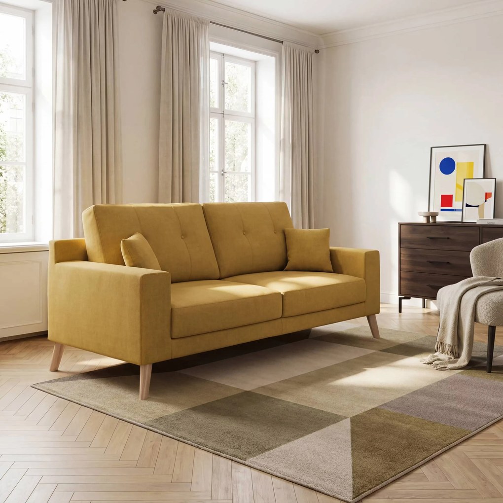 Danish divano moderno in tessuto morbido impermeabile T02 giallo