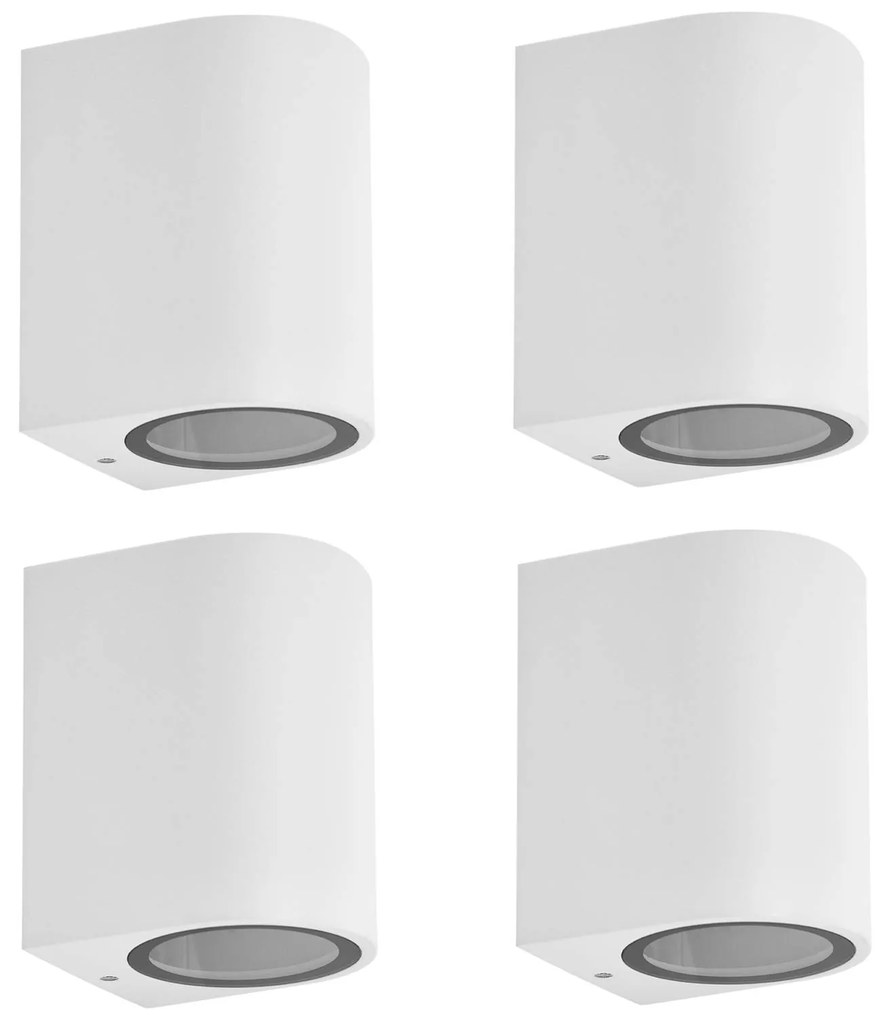 Prios applique da esterno Tetje, bianco, rotondo, 10 cm, set di 4