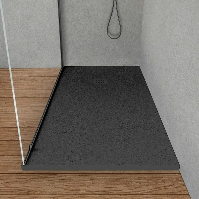Piatto doccia resina 70x170 antracite pietra filo pavimento slim Loren
