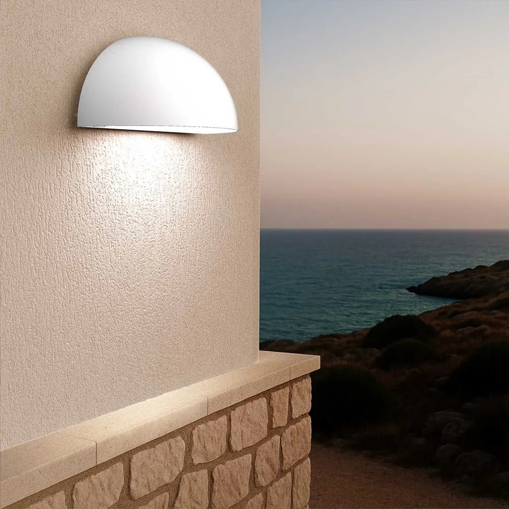 Applique Curva Monodirezionale con base E27, IP54 Bianca - Serie BRINA Base E27