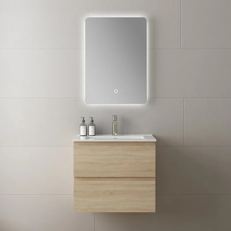 Mobile bagno 60 con lavabo integrato legno chiaro | KAM-HR60 - KAMALU