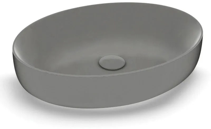 Lavabo da appoggio ovale in ceramica L 55 x H 14 cm grigio