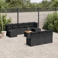 Set Divani da Giardino 11 pz con Cuscini in Polyrattan Nero 3256195