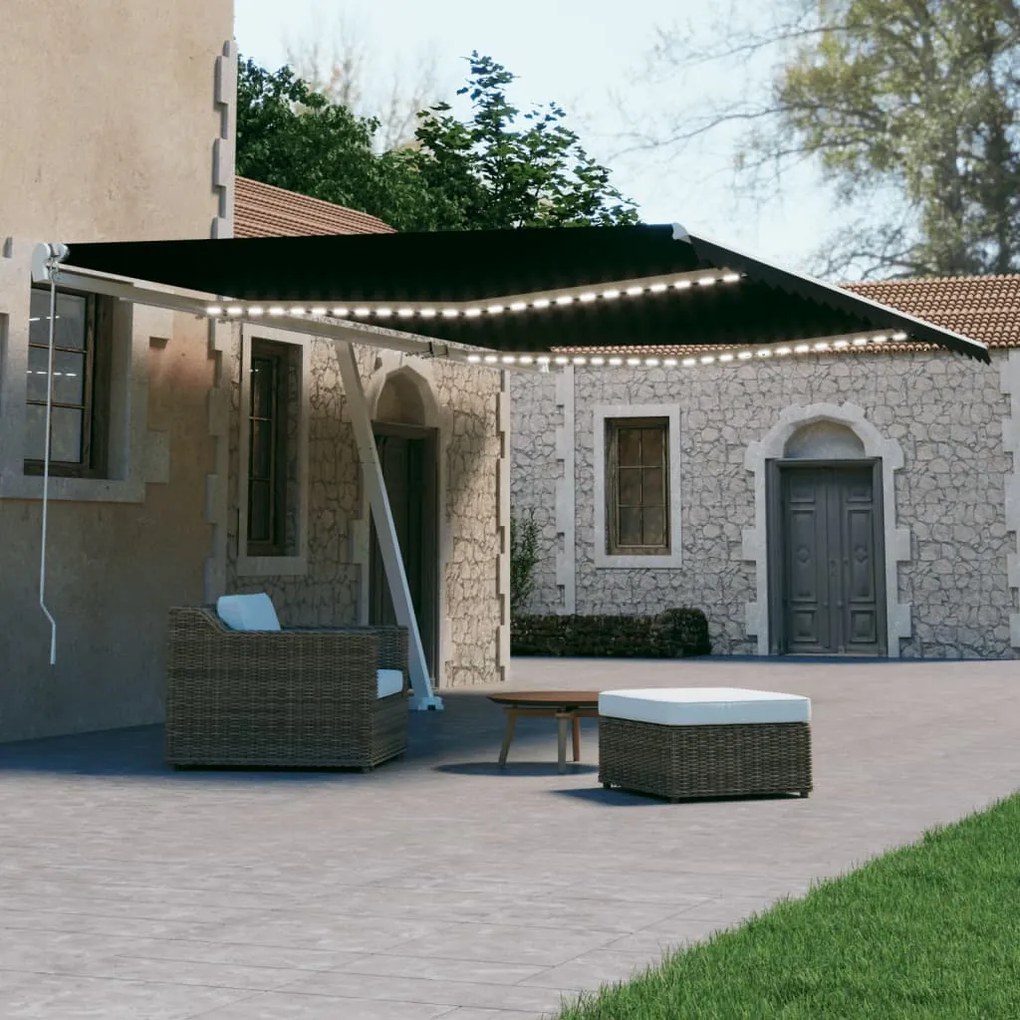 Tenda Automatica Con Sensore Vento E Led 600x300 Cm Antracite /