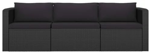 Set Divani da Giardino 8 pz con Cuscini in Polyrattan Nero