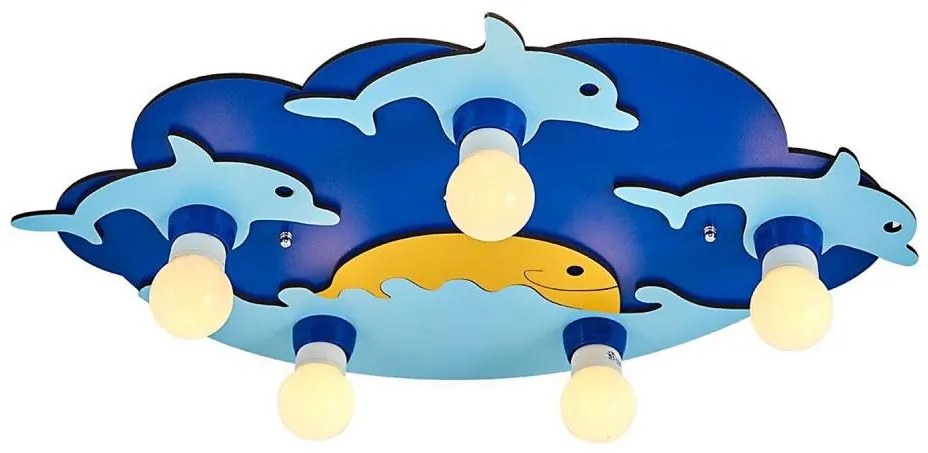 Plafoniera per bambini LUCCA, 5x portalampade E27, 24W, 230V, blu