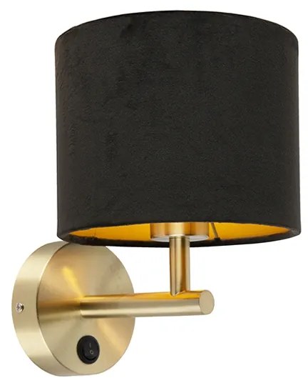 Applique da parete classica dorata con paralume in velluto nero - Combi