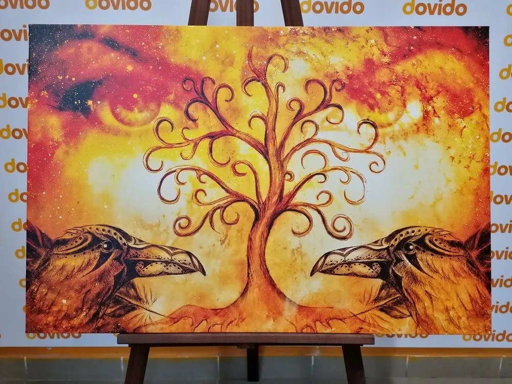 Stampa su tela – Albero della vita con corvi