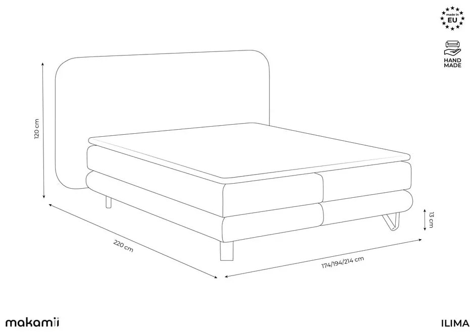 Letto boxspring beige 160x200 cm Ilima - Makamii
