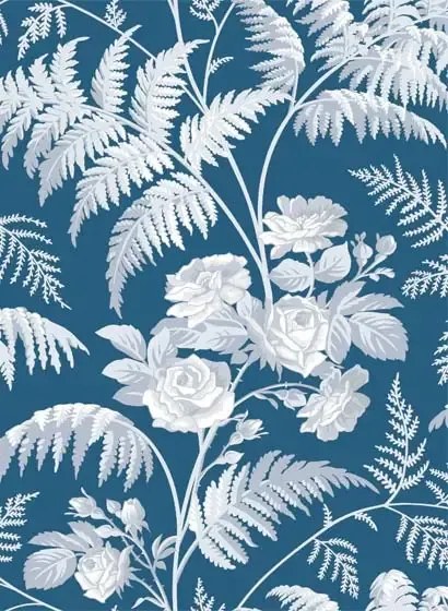 Cole & Son Carta da parati Rose - White/ Blue