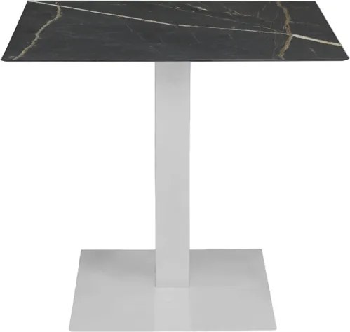 Tavolo bar pub ristorante 80x80 cm per esterno base bianca piano HPL Marmo Nero H 74