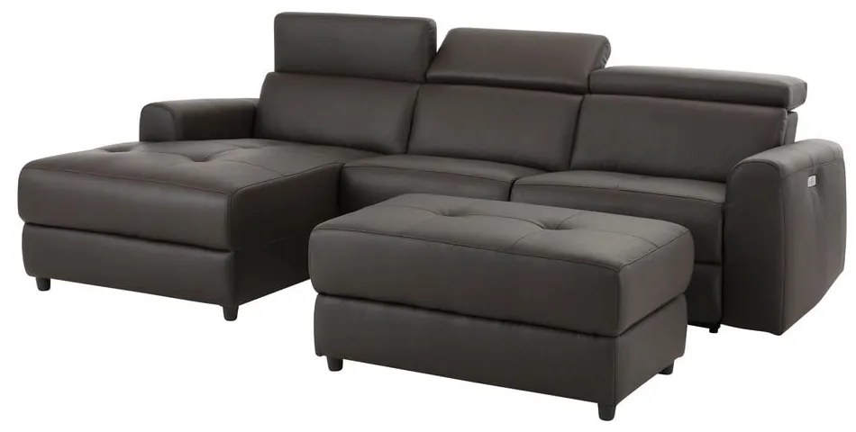 Divano angolare marrone in similpelle scuro (angolo sinistro) Capena - Støraa