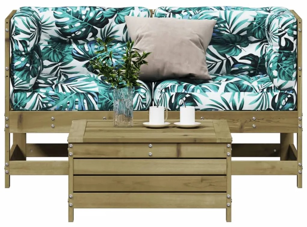 Set divani da giardino 3pz con cuscini legno impregnato di pino