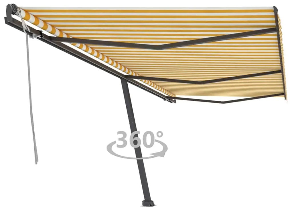 Tenda Da Sole Autoportante Manuale 600x300 Cm Gialla Bianca /