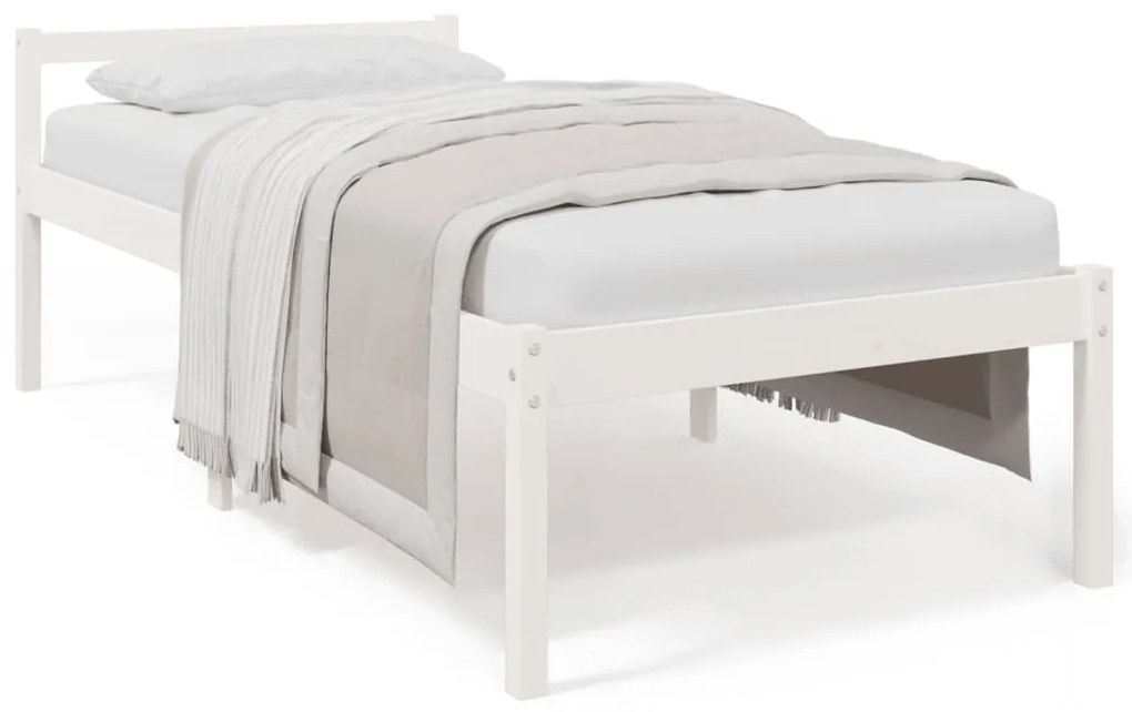 Letto per Anziani Bianco 75x190 cm Small Single Legno di Pino